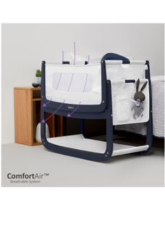 Pod4 Bedside Crib For Infant And Baby, Increased Air Flow For Better Sleep, 3D Breathable Mattress, Machine Washable Liner, Rocking Stand, Suitable From 0 To 6 Months ( L100 X 49 X H95) - Navy - pzsku/Z9D0B7D93E00580C6628AZ/45/_/1675667901/4c3e7276-3a8b-4cf3-9d40-e245026b744d