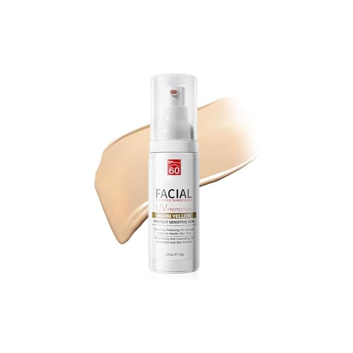 Tinted Sunscreen for Face SPF 60,Moisturizing Facial Mineral Sunscreen and Primer 2-IN-1,Body Sunblock,Hydrating Sunblock,Lightweight Tinted Moisturizer with SPF for All Skin 01