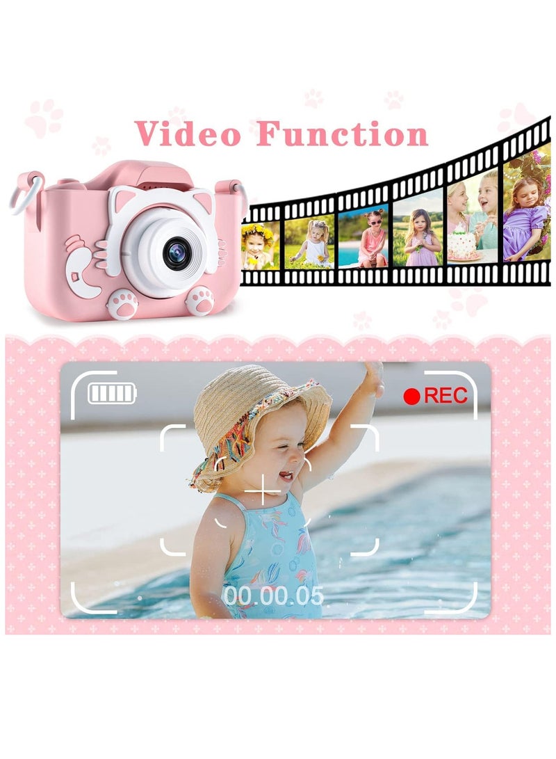 كاميرا أطفال للأولاد/البنات من 3-12 سنة، كاميرا رقمية للأطفال مع فيديو 1080P، هدايا عيد الميلاد و عيد الميلاد للأطفال، كاميرا سيلفي للأطفال، بطاقة SD سعة 32GB (وردي) - Image 5