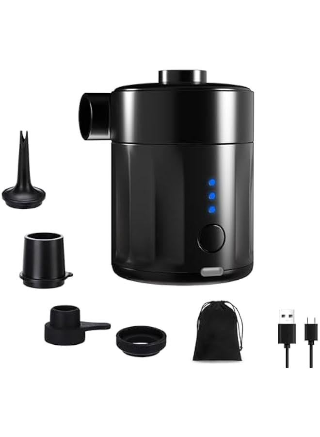 Portable Electric Air Pump for Inflatables, Rechargeable Battery Air Pump for Airbed 2-in-1 Portable Mini Vacuum Pump with 4 Air Nozzles and Storage Bag for Air Mattress, Pool  - Image 1
