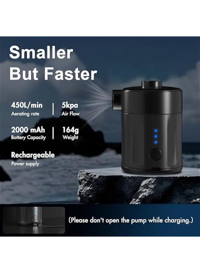 Portable Electric Air Pump for Inflatables, Rechargeable Battery Air Pump for Airbed 2-in-1 Portable Mini Vacuum Pump with 4 Air Nozzles and Storage Bag for Air Mattress, Pool  - Image 2