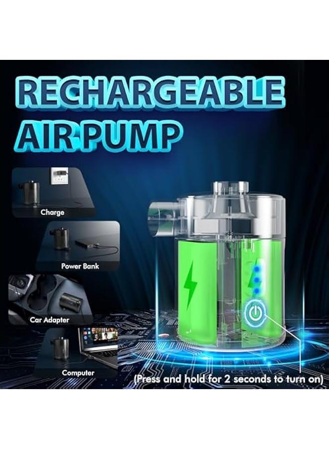 Portable Electric Air Pump for Inflatables, Rechargeable Battery Air Pump for Airbed 2-in-1 Portable Mini Vacuum Pump with 4 Air Nozzles and Storage Bag for Air Mattress, Pool  - Image 3