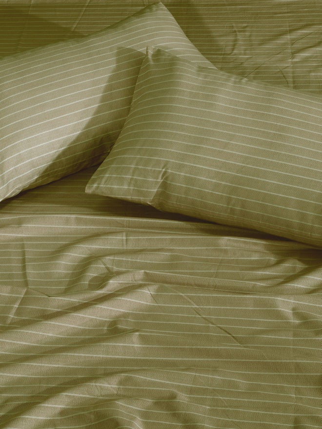 CANNON 4-Piece Bedsheet King Set Wide Stripe Brown 100% Cotton - Image 4