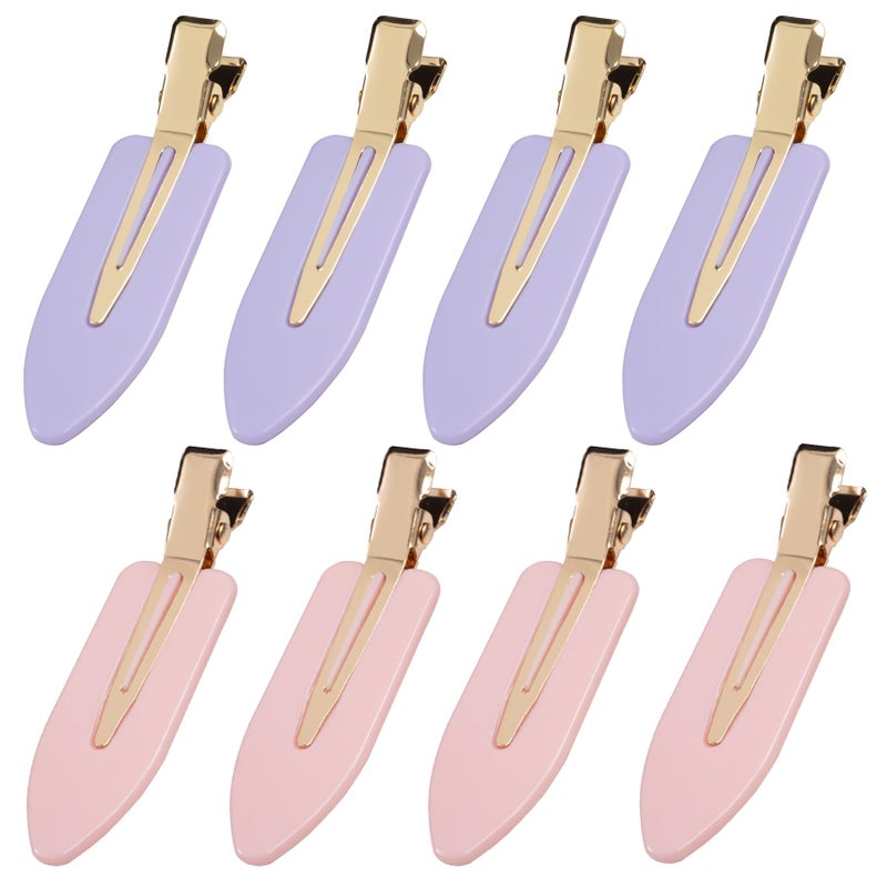 YIERSO 8 Pcs No Bend Hair Clips No Crease Duckbill Barrettes for Salon Hairstyle Women Girls Flat Creaseless Alligator Hair Clips PinkPurple