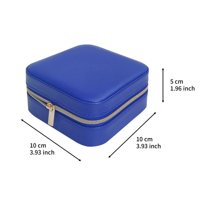 TRODANCE Jewelry Travel Case with Mirror,Small Travel Jewelry Organizer, Portable Jewelry Box Travel Mini Organizer Portable Display Storage Box For Rings Earrings Necklaces (NavyBlue) - Image 3