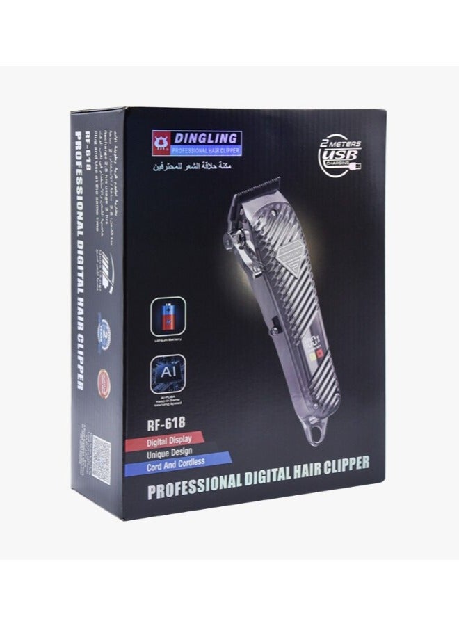 DINGLING Professional Electric Hair and Beard Trimmer Grey