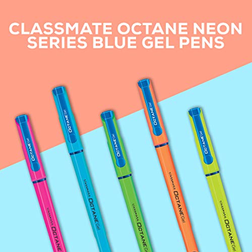 Classmate Octane Neon Gel 25s Jar- 25 Blue Gel Pens| Smooth Writing Pens| Water-proof Ink For Smudge-free Writing| Preferred By Students For Exam & Class Notes| Study At Home Essentials - Image 3