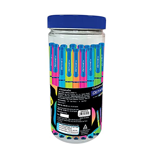 Classmate Octane Neon Gel 25s Jar- 25 Blue Gel Pens| Smooth Writing Pens| Water-proof Ink For Smudge-free Writing| Preferred By Students For Exam & Class Notes| Study At Home Essentials - Image 2