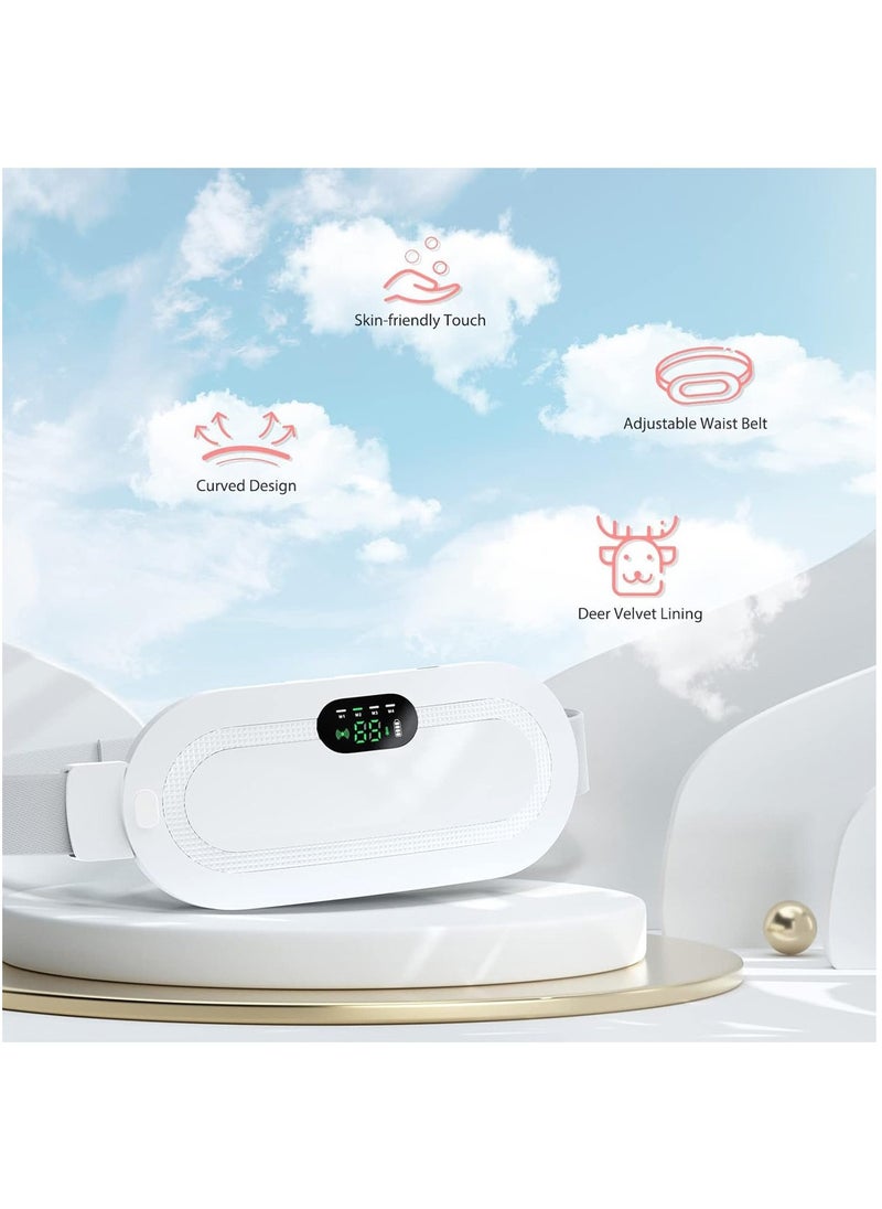 Arabest Portable Cordless Heating Pad, USB Battery Operated Heat Pad with 3 Heat Levels & 4 Massage Modes, Electric Heating Belt for Menstrual, Period, Back Pain Relief (White)  - Image 4