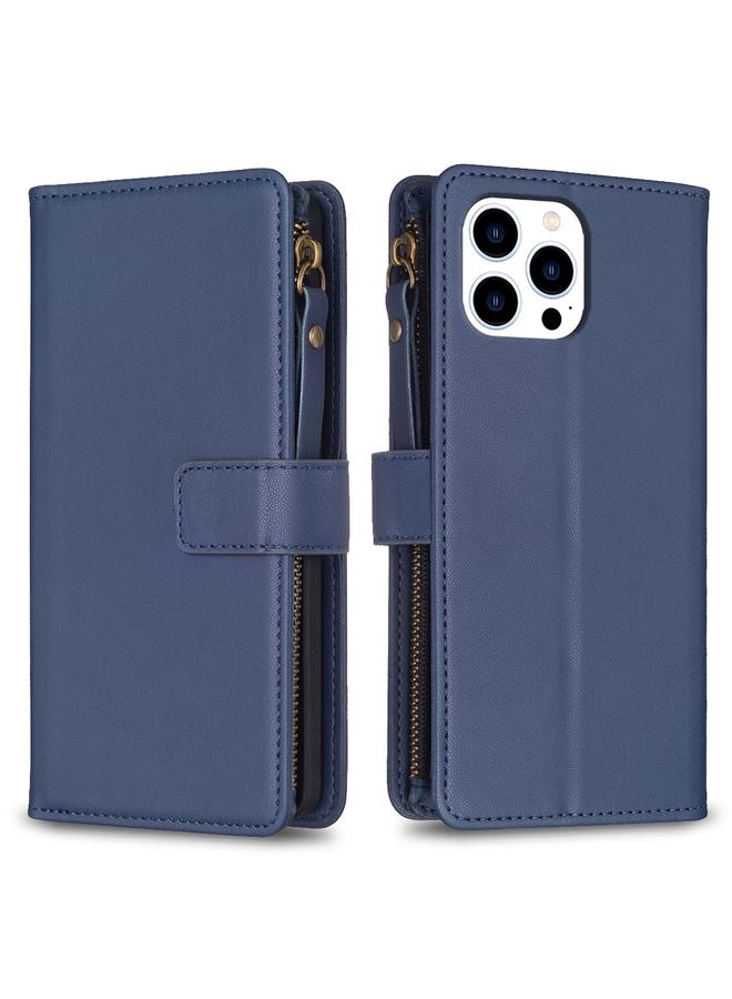 S-TOP Case For iPhone 16 Pro Max 9 Card Slots Zipper Wallet Leather Flip Phone Case - Image 1