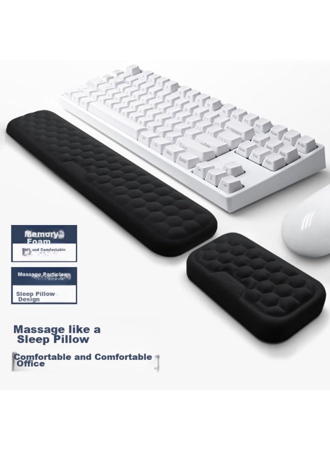 Kpte 104-key Keyboard Wrist Pad, Mouse Pad, Wrist Support, Memory Foam Wrist Rest, 68/87 Keyboard Tray, Large Size - Black - Image 2