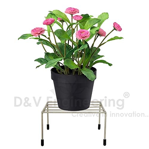 D&V ENGINEERING - Creative in innovation Metal Square Plant Stand Flower Pot Stand Size: Width-21cm, Height-15cm (Pack of -2) Gray - Image 3