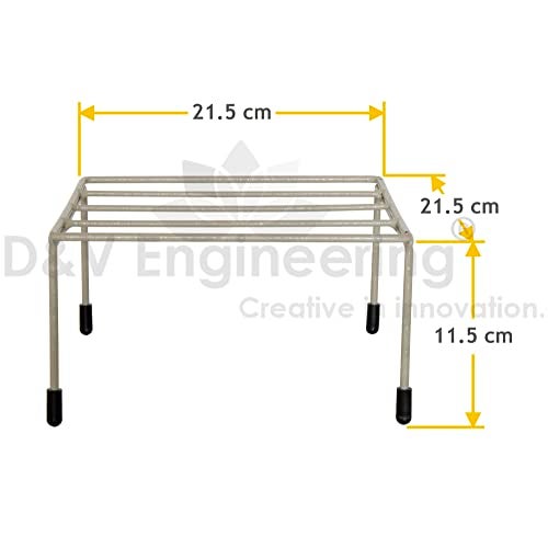 D&V ENGINEERING - Creative in innovation Metal Square Plant Stand Flower Pot Stand Size: Width-21cm, Height-15cm (Pack of -2) Gray - Image 2