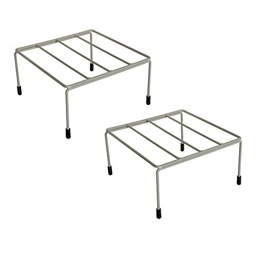 D&V ENGINEERING - Creative in innovation Metal Square Plant Stand Flower Pot Stand Size: Width-21cm, Height-15cm (Pack of -2) Gray - Image 1
