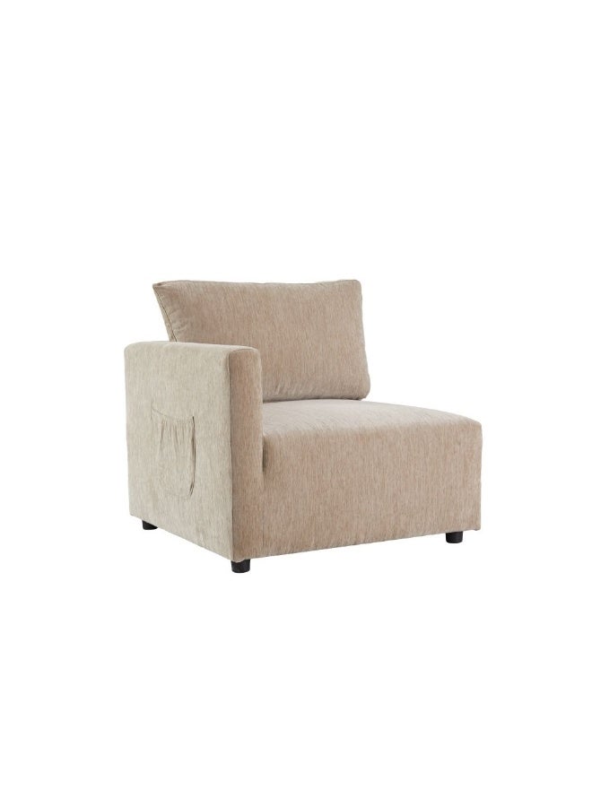 Benjo 1 Seater Left Arm Fabric Modular Sofa | Modern Design Single Seater Chair | Comfortable Living Room Furniture L92xW92xH90cm - Champange
