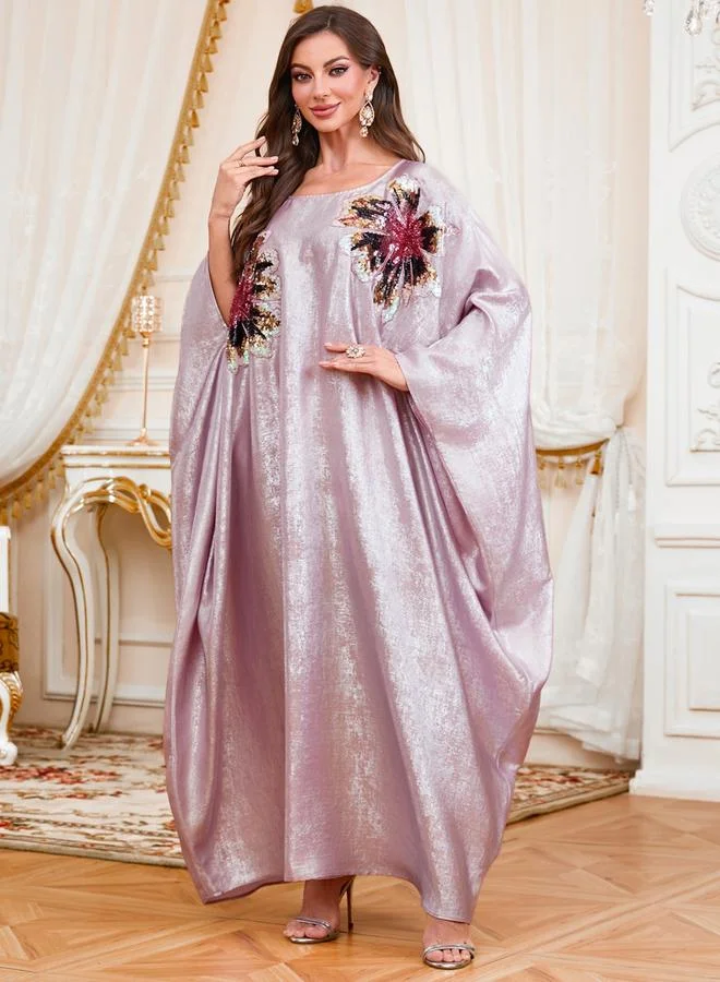 تايك تو قفطان بأكمام خفاش وتفاصيل رقعة ترتر