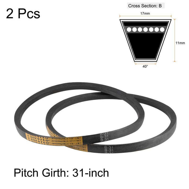 uxcell B31 V-Belts 31" Pitch Length, B-Section Rubber Drive Belt 2pcs - Image 2