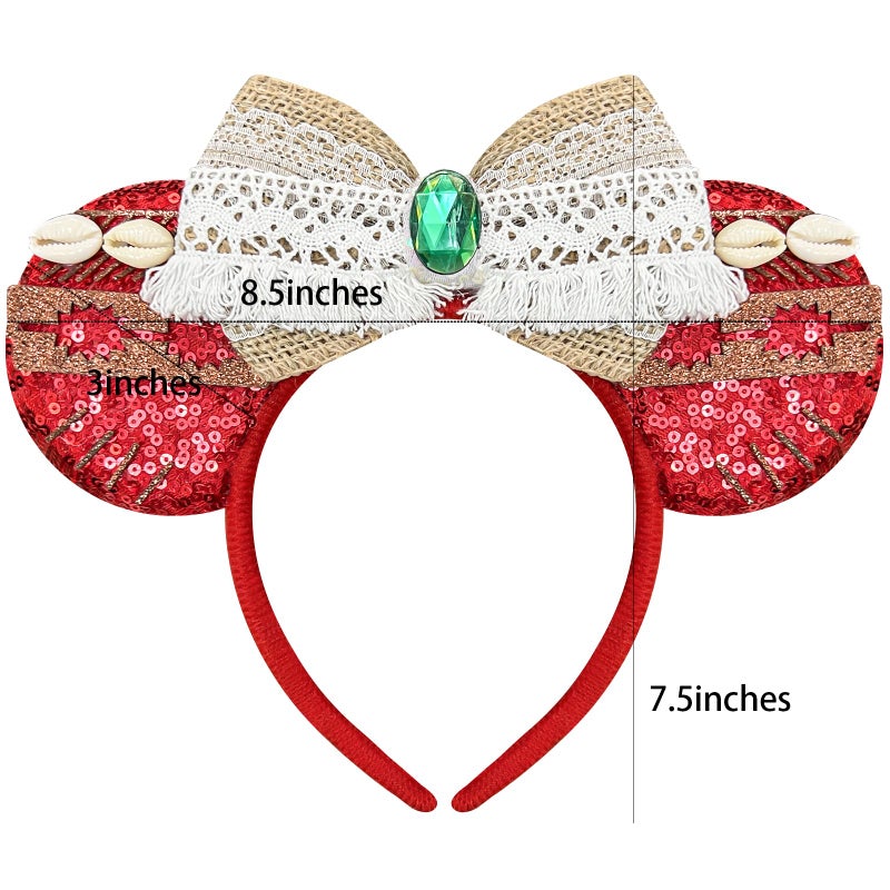Bmobuo Mouse Ears Headband - Red Ocean Headband for Women, Cosplay Headwear for Princess, Hawaii, Birthday Party - Image 2