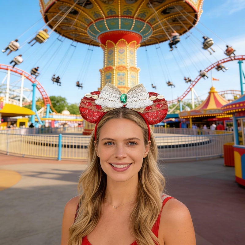 Bmobuo Mouse Ears Headband - Red Ocean Headband for Women, Cosplay Headwear for Princess, Hawaii, Birthday Party - Image 3