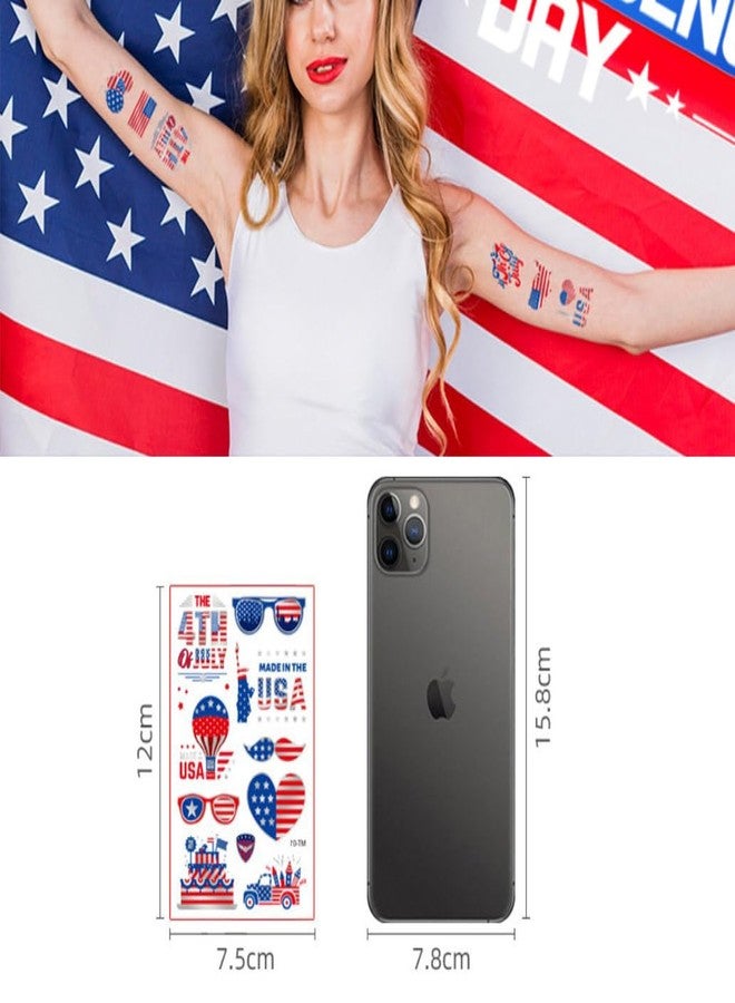 MYEBONG 100 Styles 4th of July USA Temporary Tattoos MYEBONG Independence Day Tattoos America Red White and Blue Flag Temporary Tattoos for Boys Girls Women Men - Image 5