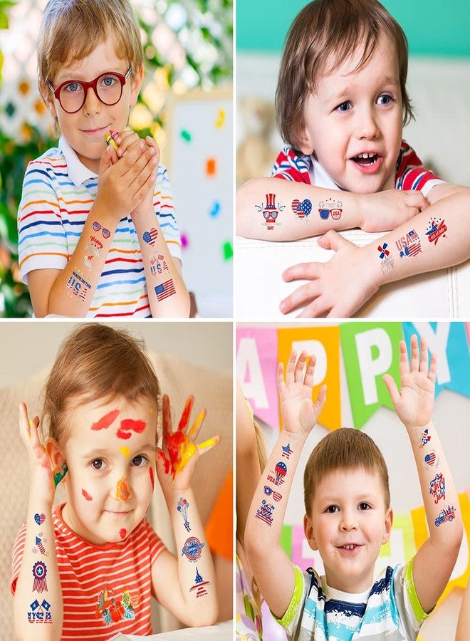 MYEBONG 100 Styles 4th of July USA Temporary Tattoos MYEBONG Independence Day Tattoos America Red White and Blue Flag Temporary Tattoos for Boys Girls Women Men - Image 4