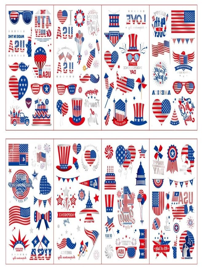 MYEBONG 100 Styles 4th of July USA Temporary Tattoos MYEBONG Independence Day Tattoos America Red White and Blue Flag Temporary Tattoos for Boys Girls Women Men - Image 3