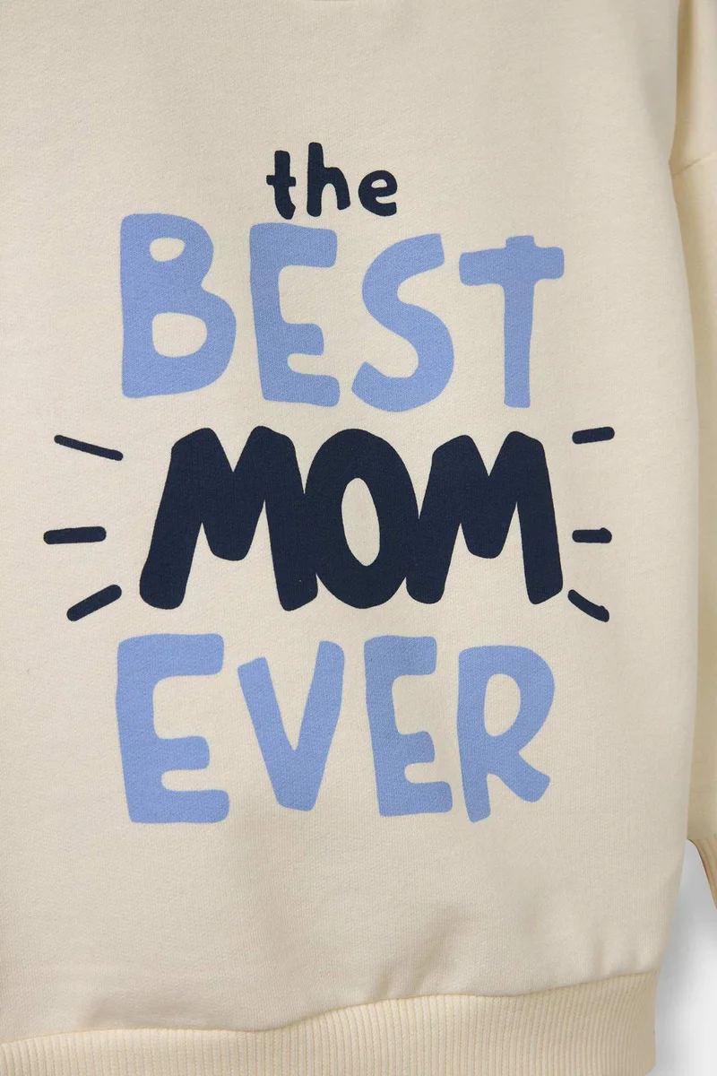 ديفاكتو Baby Boy Crew Neck Printed Soft Lining 2 Piece Sweatshirt