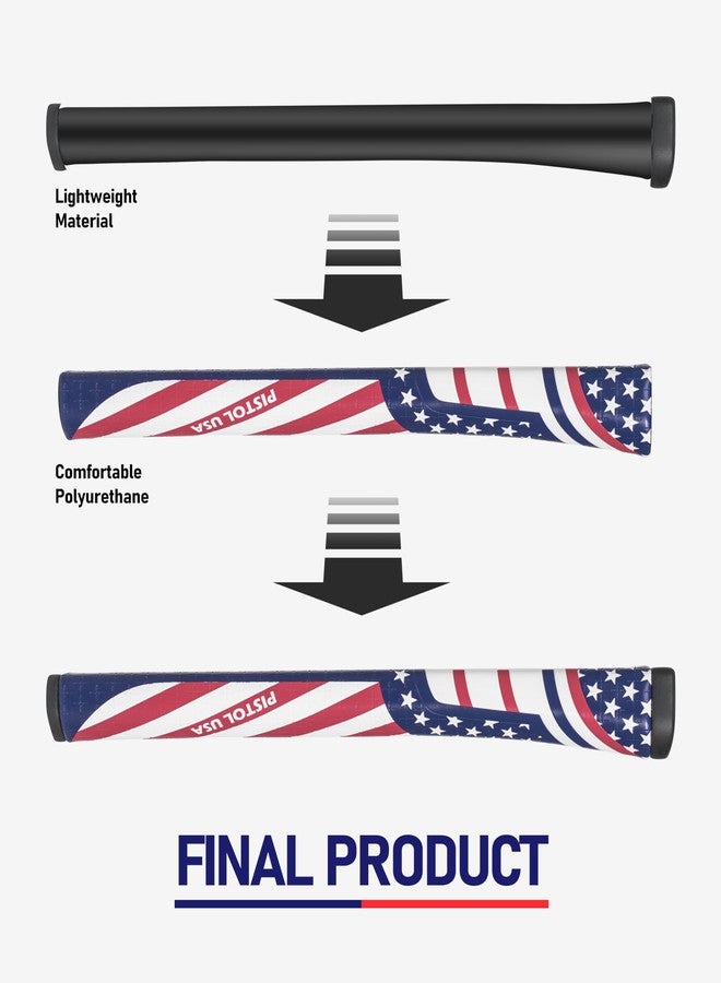 VIMPSEY USA Pistol Golf Putter Grip | Comfortable Polyurethane with a Unique Parallel Design | Lightweight Golf Club Putter Grips (Pistol 2.0, USA Blue) - Image 4
