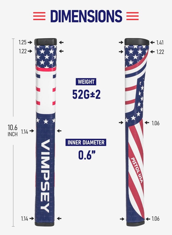 VIMPSEY USA Pistol Golf Putter Grip | Comfortable Polyurethane with a Unique Parallel Design | Lightweight Golf Club Putter Grips (Pistol 2.0, USA Blue) - Image 5