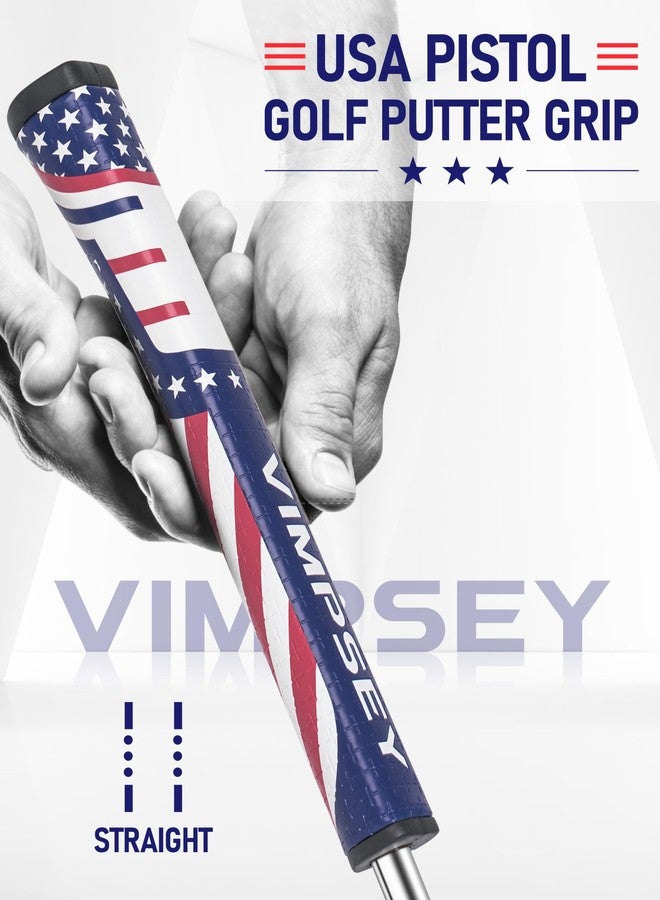 VIMPSEY USA Pistol Golf Putter Grip | Comfortable Polyurethane with a Unique Parallel Design | Lightweight Golf Club Putter Grips (Pistol 2.0, USA Blue) - Image 2