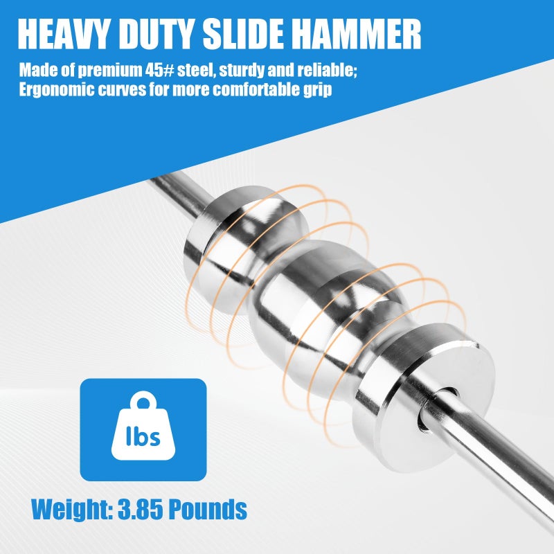Clatoon Inner CV Axle Puller Tool with 5/8"-18 Slide Hammer, Slide Hammer Puller Set with 63mm 48mm CV Joint Fork Adapter, Axle Removal Tool for Front Wheel Drive Bearing & Joint Extraction - Image 4