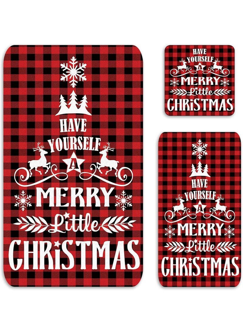 Moukeren Moukeren 3 Pcs Christmas Bathroom Towel Sets Water Absorbent Soft Christmas Bath Towel Hohoho Snowflake Santa Christmas Tree Truck Deer Winter Christmas Red Towels for Home Hotel Xmas Decor Plaid  - Image 1
