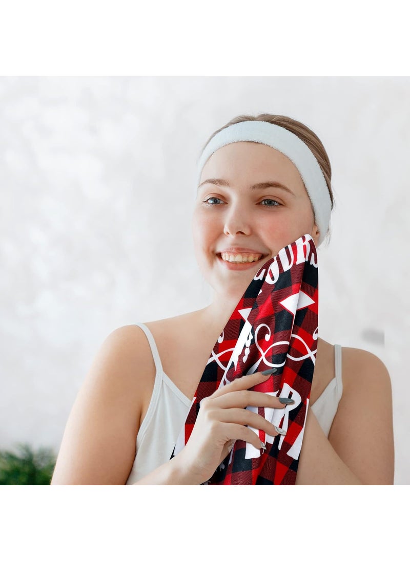 Moukeren Moukeren 3 Pcs Christmas Bathroom Towel Sets Water Absorbent Soft Christmas Bath Towel Hohoho Snowflake Santa Christmas Tree Truck Deer Winter Christmas Red Towels for Home Hotel Xmas Decor Plaid  - Image 5