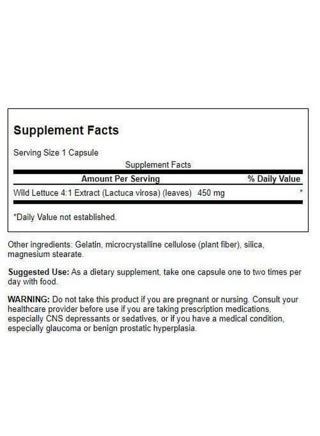 Swanson Full Spectrum Wild Lettuce 450 Milligrams 60 Capsules - Image 2
