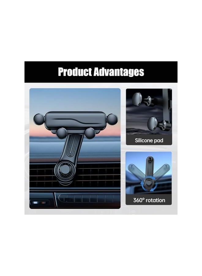 S-TOP Car Air Vent Phone Holder, Rotatable Car Phone Holder, Gravity Phone Holder with Rotatable Rocker Arm, Phone Holder with Extension Clip, Suitable for All Mobile Phones/iPhone/Samsung - Image 2