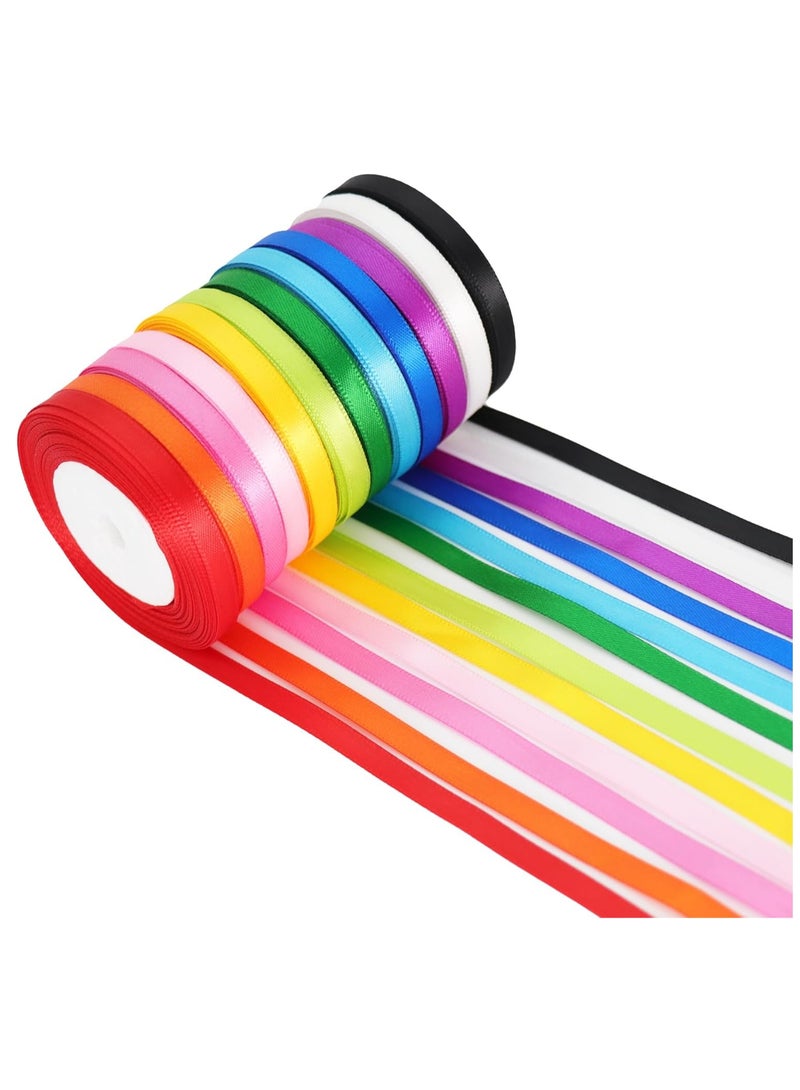 12pcs Rainbow Satin Ribbon,3/8" x 25 Yards Each-Perfect for Gift Wrapping,Birthday,Wedding Decorations,Invitations,Crafts - Image 1