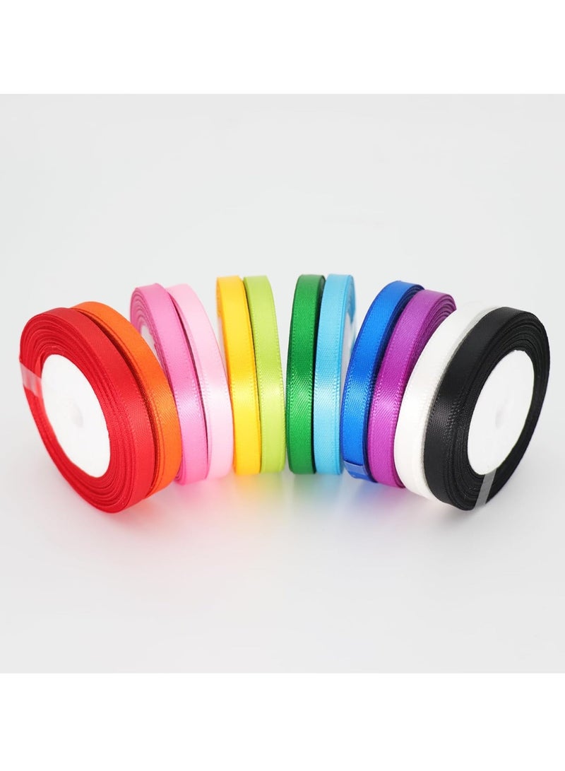 12pcs Rainbow Satin Ribbon,3/8" x 25 Yards Each-Perfect for Gift Wrapping,Birthday,Wedding Decorations,Invitations,Crafts - Image 4