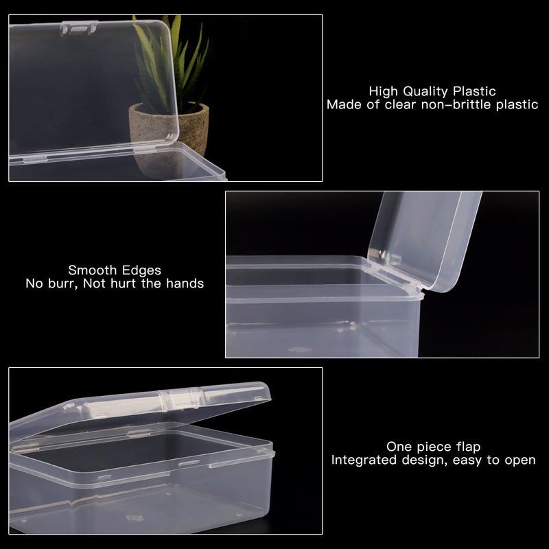 Rocutus Clear Plastic Mini Storage Containers Box - Empty Plastic Bead Containers with Lids - Hinged Lid for Beads, Earplugs, Pins, Small Items - 12 Pack (5.6 x 4.1 x 1.9 inch) - Image 3