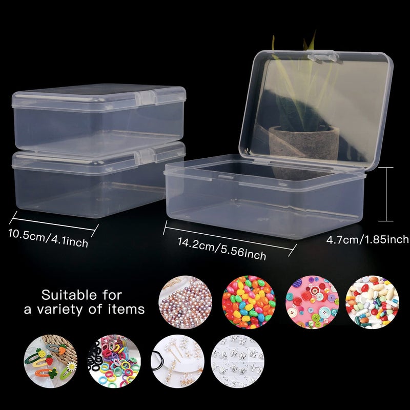 Rocutus Clear Plastic Mini Storage Containers Box - Empty Plastic Bead Containers with Lids - Hinged Lid for Beads, Earplugs, Pins, Small Items - 12 Pack (5.6 x 4.1 x 1.9 inch) - Image 2