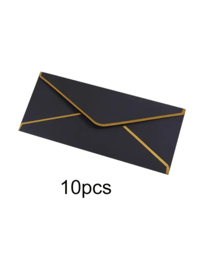 LDQ 10-Pack Western Style Envelops with Golden Border, Self-Seal Adhesive Paper for Invitations, Wedding, Engagement, Valentine day, Eid Day - Image 2