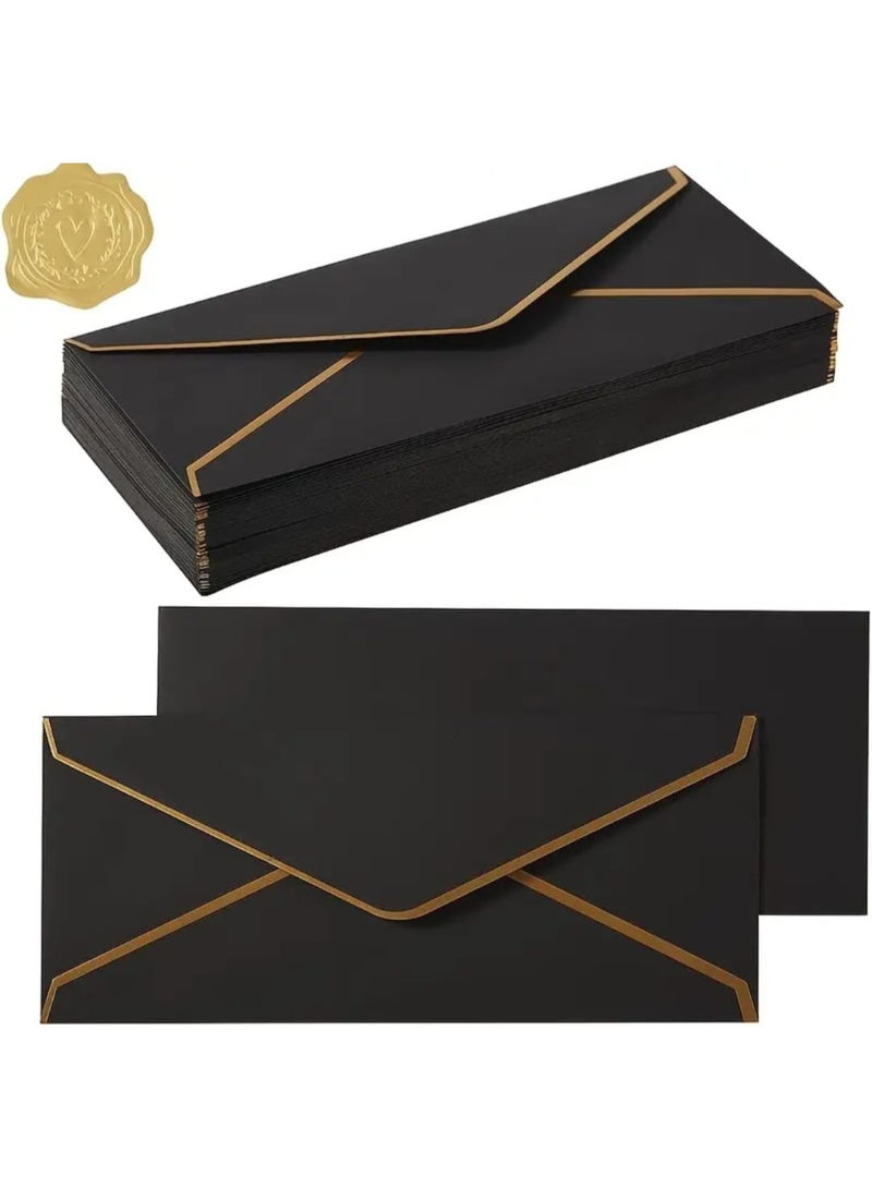 LDQ 10-Pack Western Style Envelops with Golden Border, Self-Seal Adhesive Paper for Invitations, Wedding, Engagement, Valentine day, Eid Day - Image 3