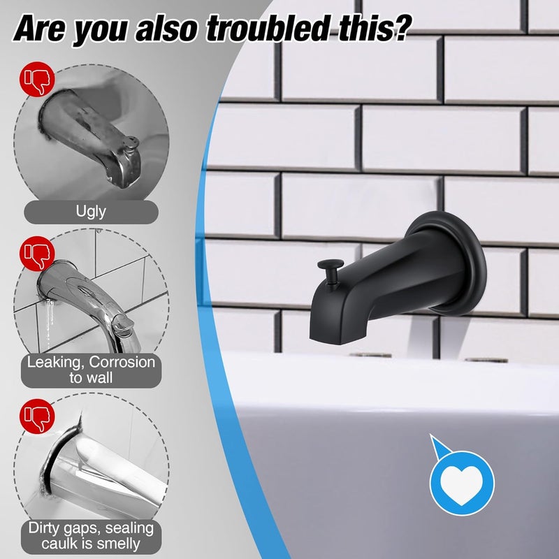 Dreyoo Metal Tub Spout Cover Ring, Bathtub Spout Trim Plate Ring with 1 Pcs Foam Gasket, 1-1/2 Inch ID and 3-5/8 Inch OD(Black) - Image 4
