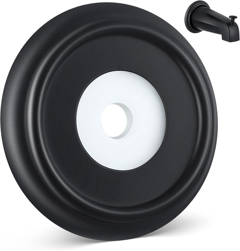 Dreyoo Metal Tub Spout Cover Ring, Bathtub Spout Trim Plate Ring with 1 Pcs Foam Gasket, 1-1/2 Inch ID and 3-5/8 Inch OD(Black) - Image 1
