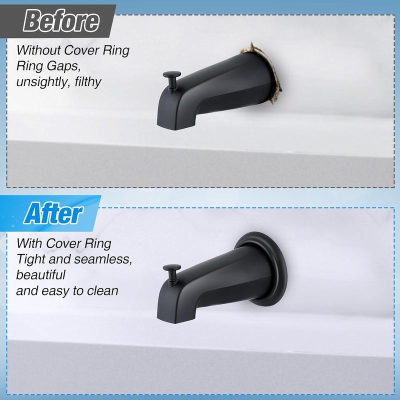 Dreyoo Metal Tub Spout Cover Ring, Bathtub Spout Trim Plate Ring with 1 Pcs Foam Gasket, 1-1/2 Inch ID and 3-5/8 Inch OD(Black) - Image 5