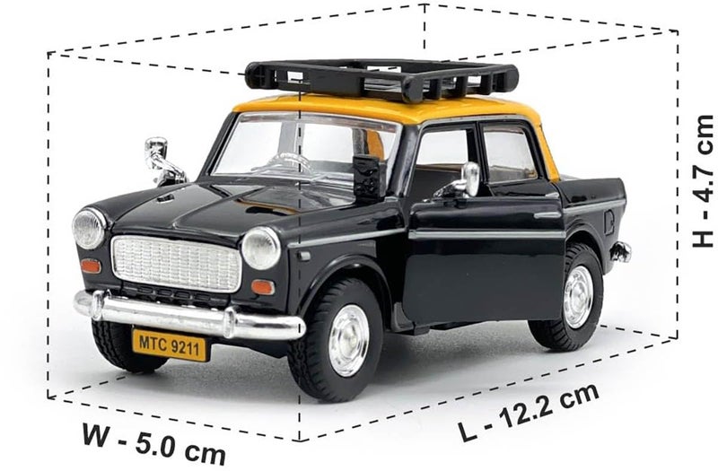 Magicwand Die-Cast 1:36 Scale【Fiat Kaali Peeli】 Classic with Openable Doors & Pull Back Action【Pack of 1】 - Image 2
