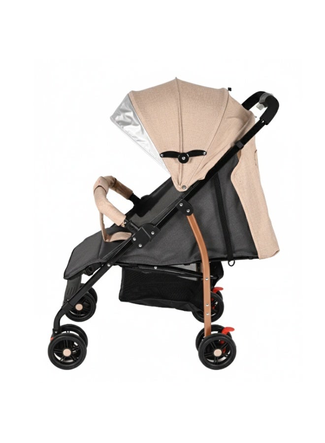 Kiko Comfortable Stroller 6 Wheels (0+) - Beige - Image 2