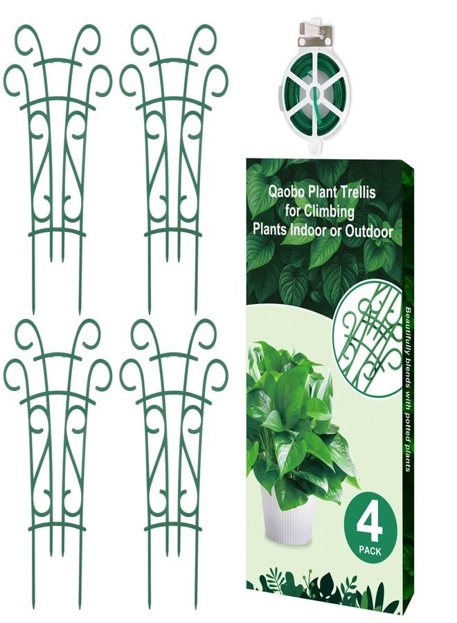 Qaobo Indoor Plant Trellis for Climbing Plants, 4 Pack Small Garden Trellis for Potted Plants Stackable Plant Trellis Plant Stakes for Indoor Plants Accessories Flower Plant Support - Image 1