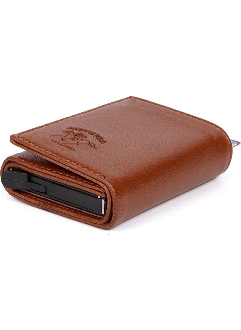 Newish Polo White Patterned Mechanism Unisex Wallet and Card Holder