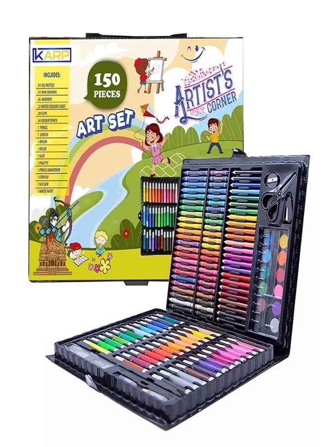 KARP Children Deluxe Art Drawing Set for Kids Case Art and Craft Supplies Drawing and Painting Set Great Gift (150Pcs -Black) - Image 1