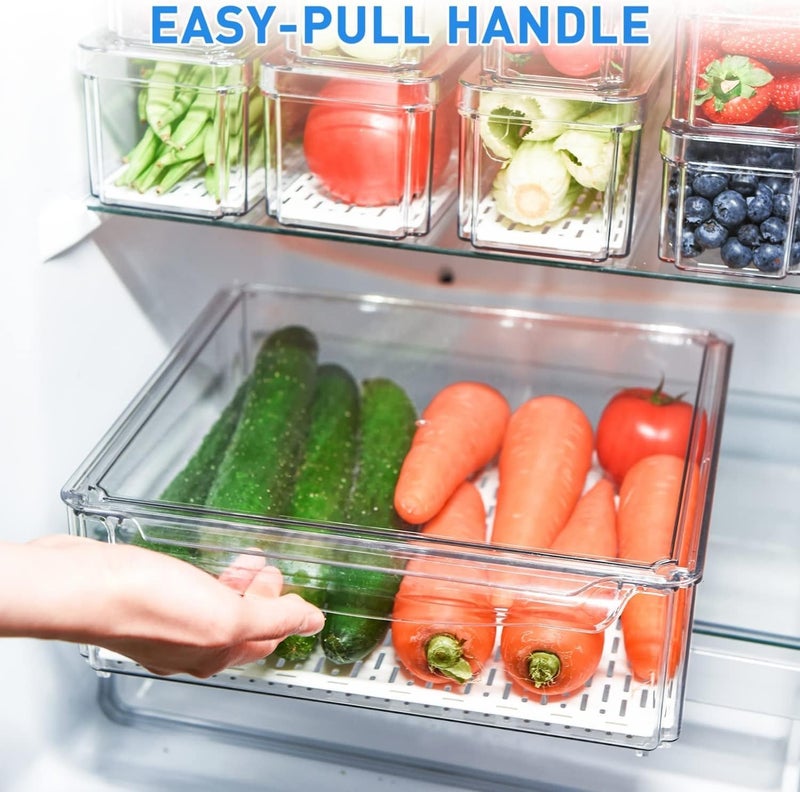 Snazzy Plastic 10 Pack Fridge Organizer, Stackable Refrigerator Organizer Bins With Lids, Bpa-Free Produce Fruit Storage Containers For Storage Clear For Food, Drinks, Vegetable Storage - Image 4